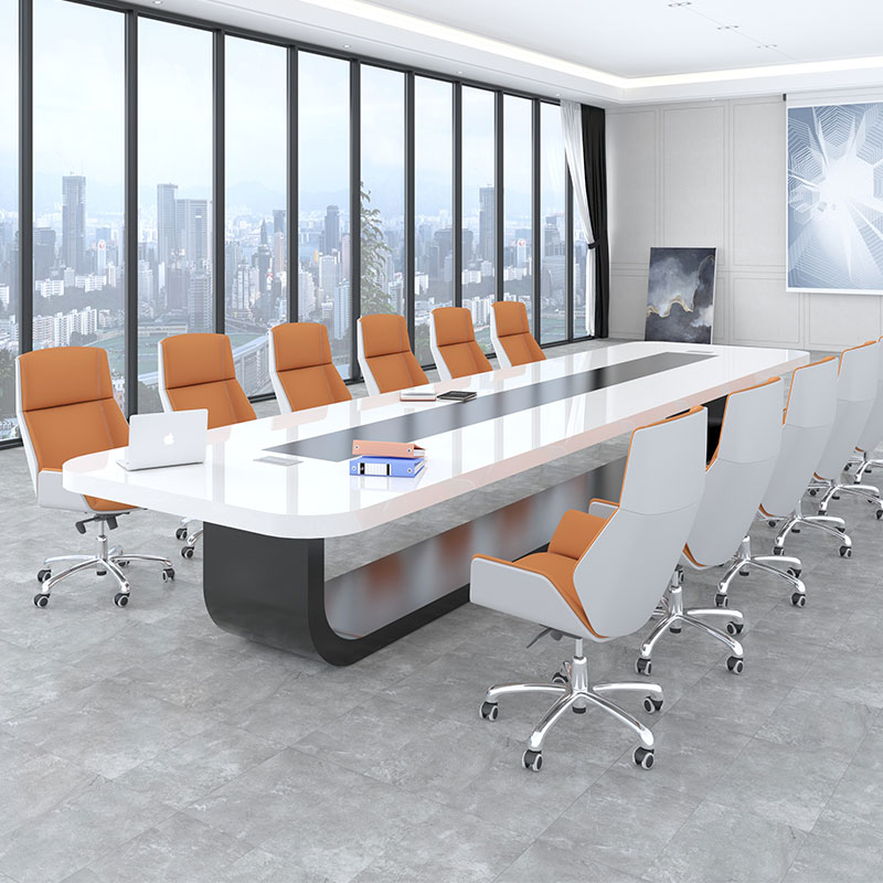 Baking Varnish Conference Table Long Table Minimalist Modern Furniture White Mid Sized Negotiating Table Meeting Room Desk Chair Combinations