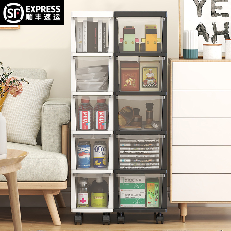 Storage cabinet Drawer-type slit transparent multi-layer children's toys and snacks storage cabinet Kitchen storage box shelf