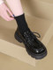 여성을위한 Yierkan 두꺼운 밑창 작은 가죽 신발 2024 새로운 봄, 가을 다목적 블랙 복고풍 영국 스타일 싱글 신발 로퍼