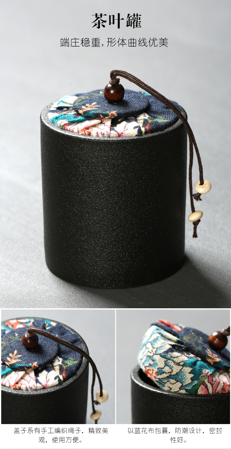 Black pottery travel kung fu tea set to crack a pot of four cups of small portable bag outside Japanese mini household contracted