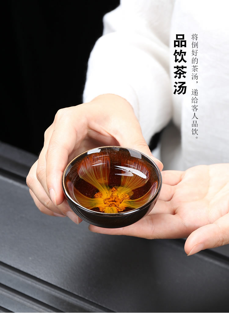 Ya xin kung fu tea set of a complete set of domestic up built red glaze, ceramic cups lid bowl with silver