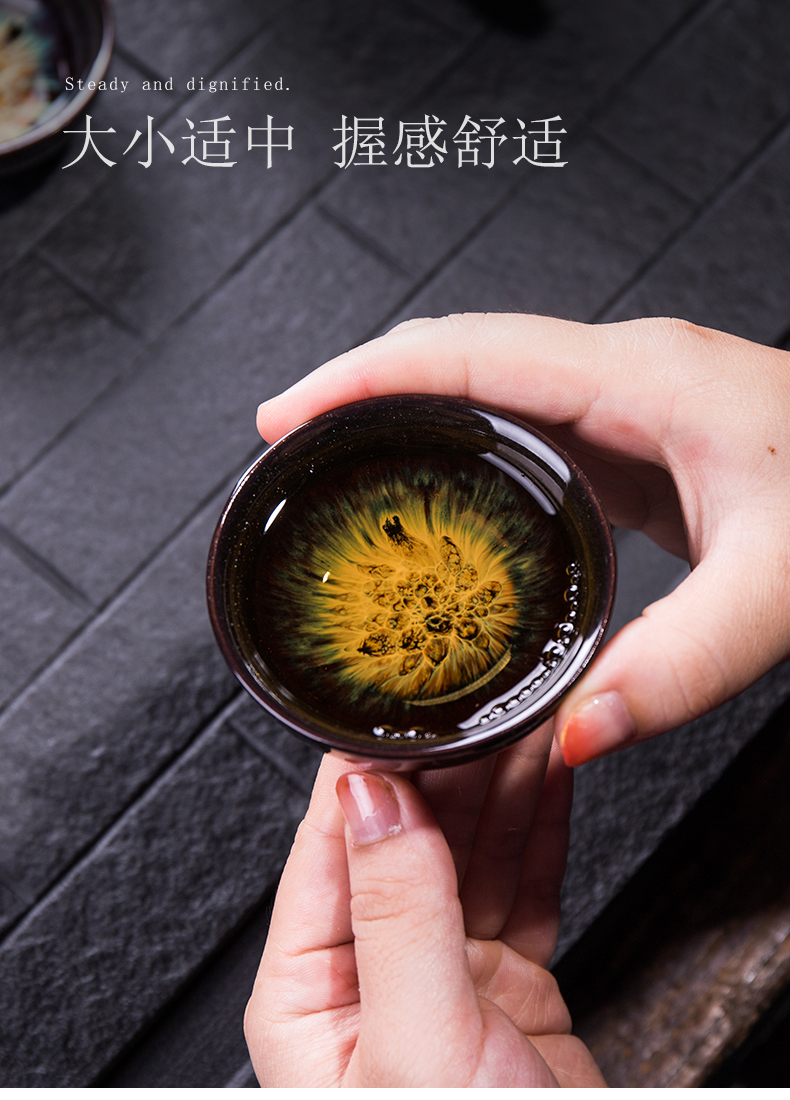 Jas has built one variable kung fu tea set household alluvial gold temmoku glazed pottery CiHu tea tray of a complete set of tea set