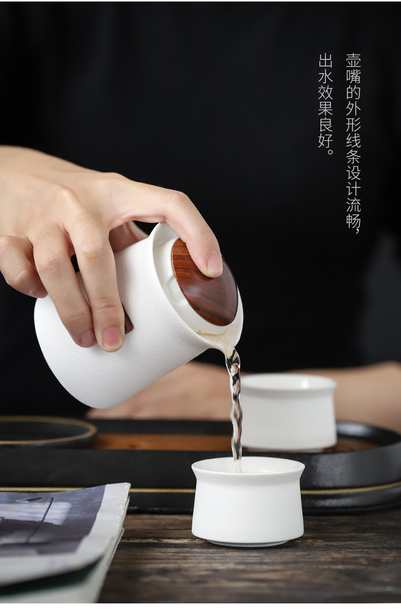 Ya xin company hall to crack a pot of three white porcelain portable travel kung fu tea set contracted teapot