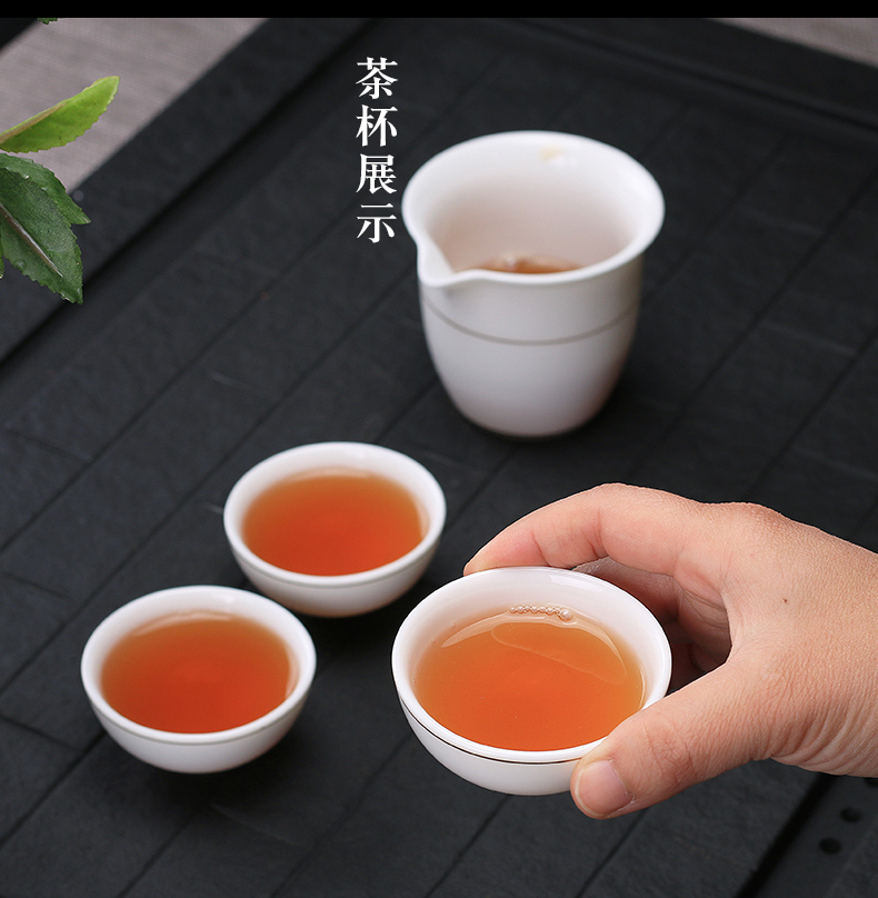 Ya xin kung fu tea set violet arenaceous household solid wood of a complete set of small tea tray was contracted white porcelain tea tea cups