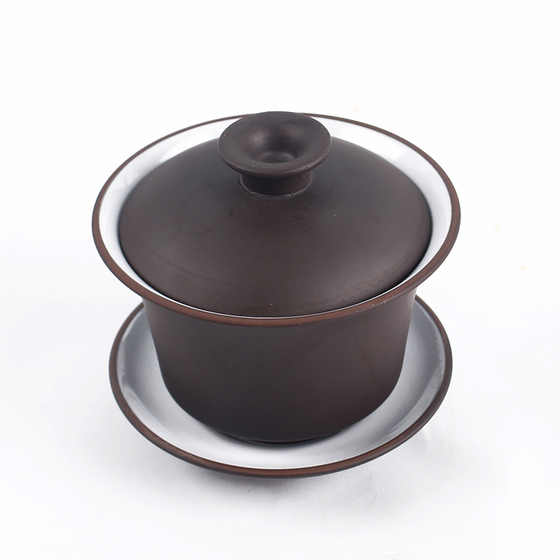 Ya xin violet arenaceous tureen lid cup bowl large kung fu tea set ceramic tea cups for Chinese tea cup