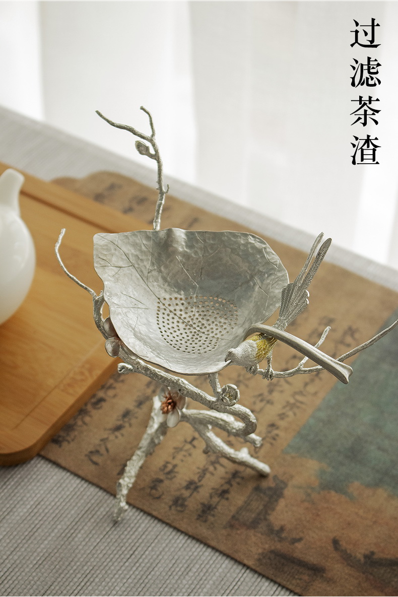 Pure tin, tin tea tea strainer creative tea tea filter mesh name plum flower base isolation