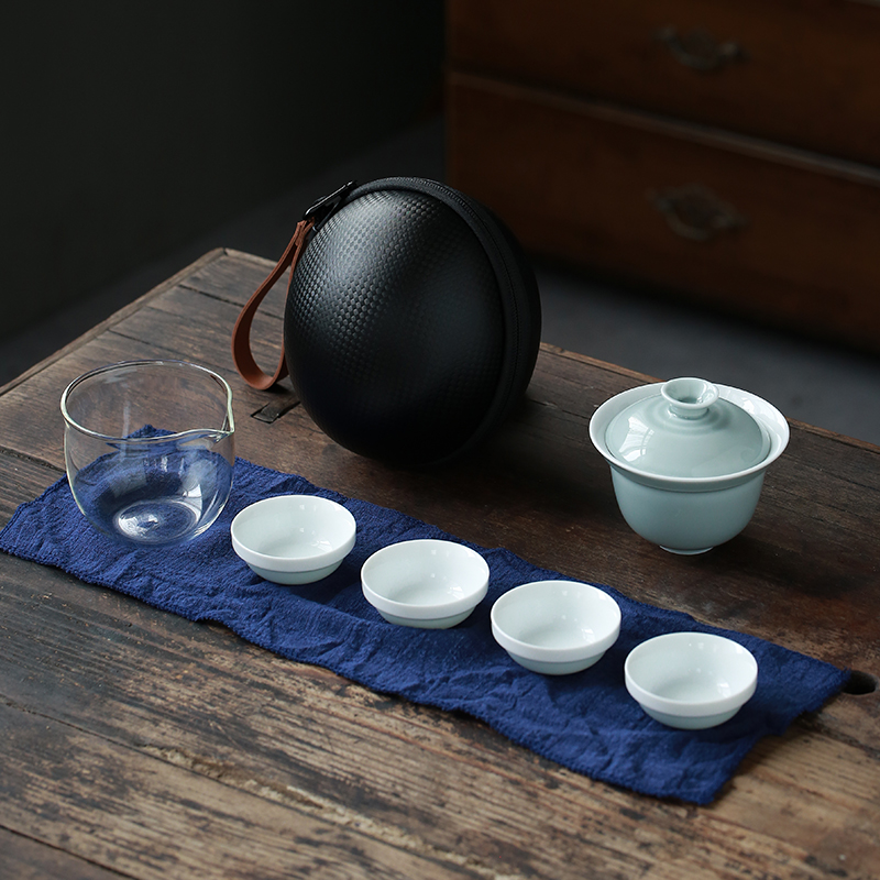 Ya xin ru up travel single Japanese a pot of tea set suit portable ceramic crack cup 2 cups the receive package