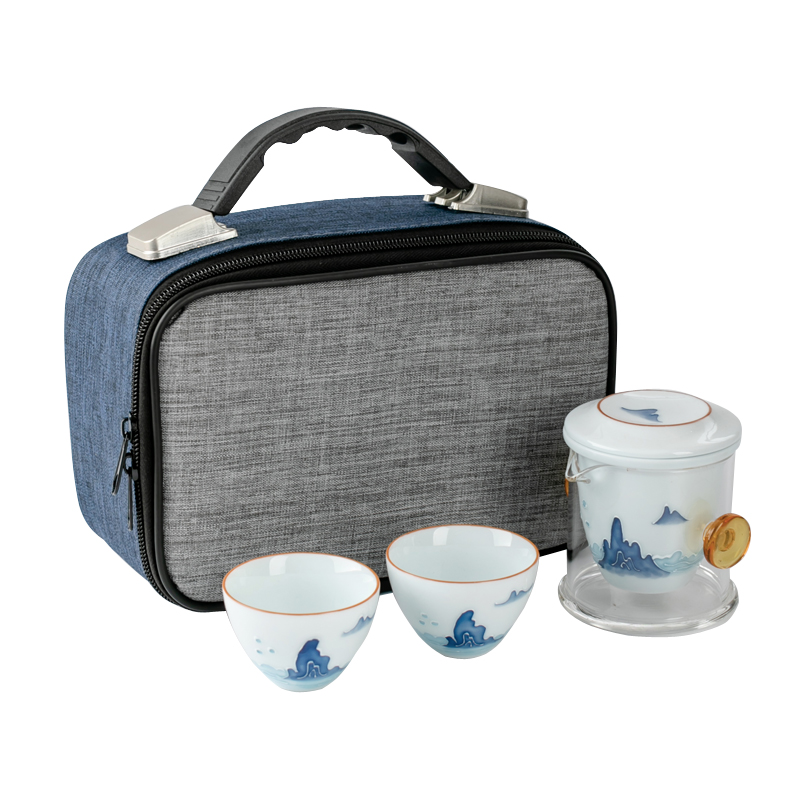 Ya xin company hall, a pot of two cups of portable travel tea set ceramic teapot with kung fu tea set