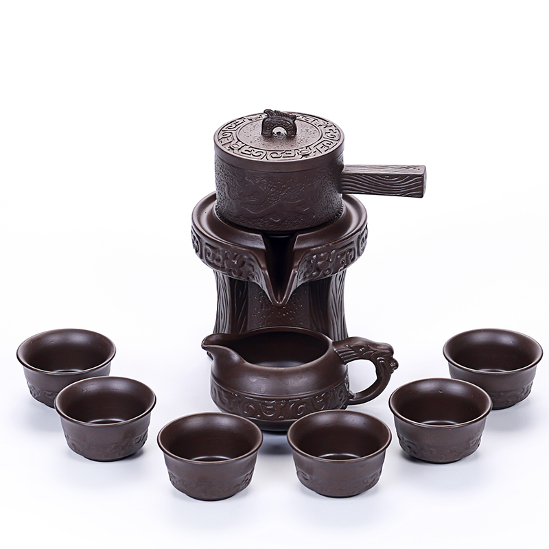 Tea set with violet arenaceous stone mill creative automatic ceramic kung fu Tea teapot teacup lazy people make Tea