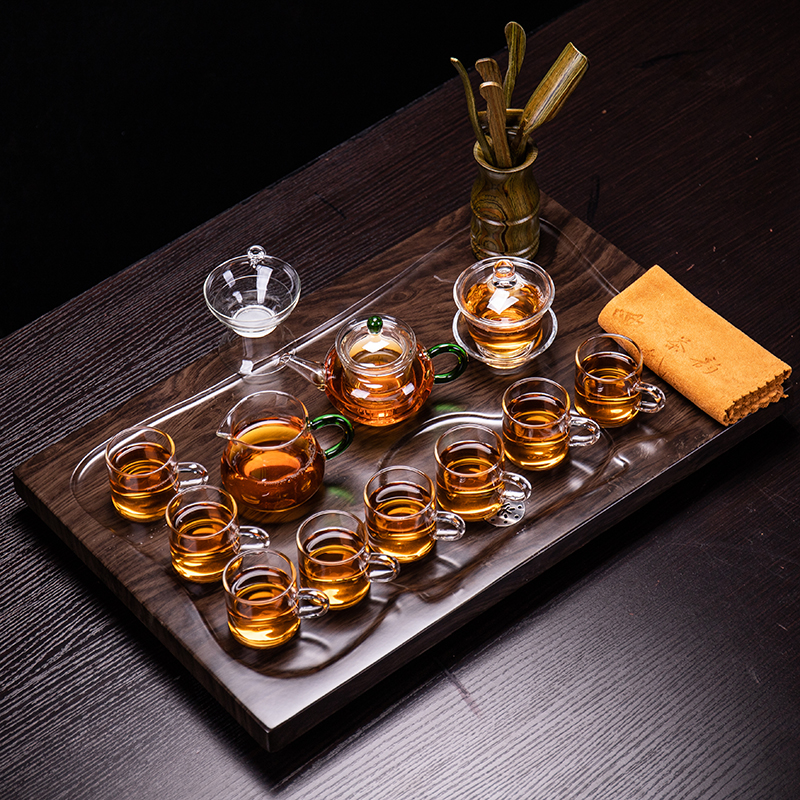 Jasmine tea set, ceramic contracted household whole kung fu modern solid wood tea tray, tea tea sets of fully automatic