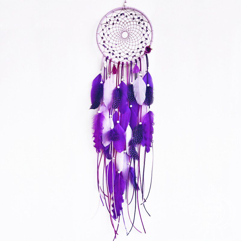 South Wind weaving dream original wisteria handmade Indian dream catcher Amethyst stone Romantic forest charm Wind chimes wall decoration
