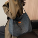 Casual Large-Capacity Denim Bag for Women 2026 New Summer Commuter Shoulder Bag College Student Class Tote Bag