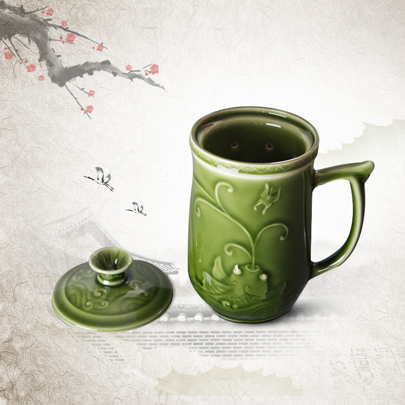 Do Tang Xuan porcelain cup joy three - piece ceramic cup send elders leadership with small molecules) curing water cup