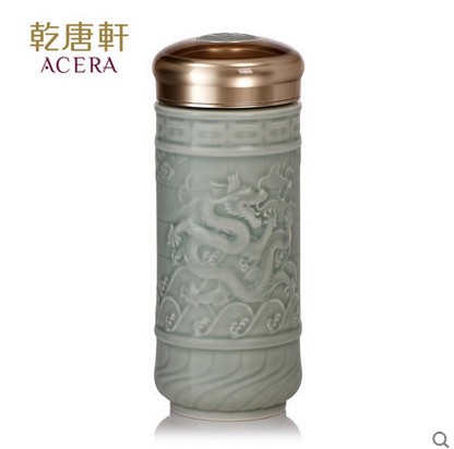 Do Tang Xuan porcelain cup nine dragon screen double portable cup with cover glass with creative cup send to friends