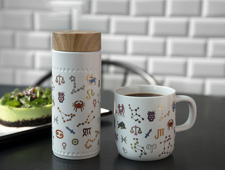 Do Tang Xuan porcelain cup 12 zodiac signs with fashionable glass cup ceramic cup with cover water cup