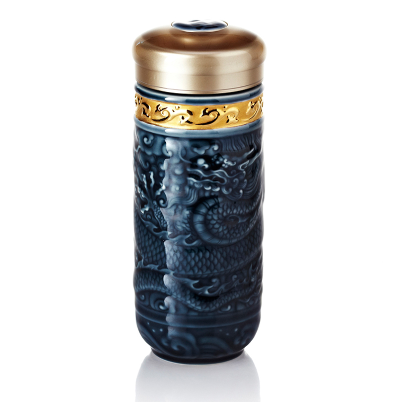 Do Tang Xuan porcelain cup big John lone totem sapphire blue and gold cup with circular cup cup spot