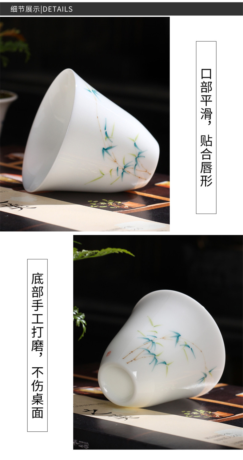 Hand - made teacup dehua white porcelain ceramic masters cup sample tea cup blue and white porcelain tea light household kung fu tea set