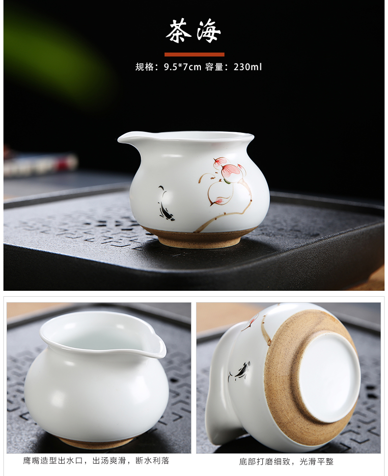 Dehua kung fu tea set suit household contracted 6 only hand - made ceramic cup lid bowl of tea set