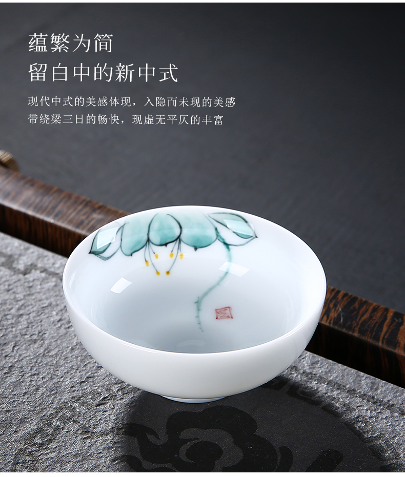 Dehua white porcelain ceramic masters cup hand - made jade porcelain cups kung fu tea cup single CPU individual sample tea cup by hand