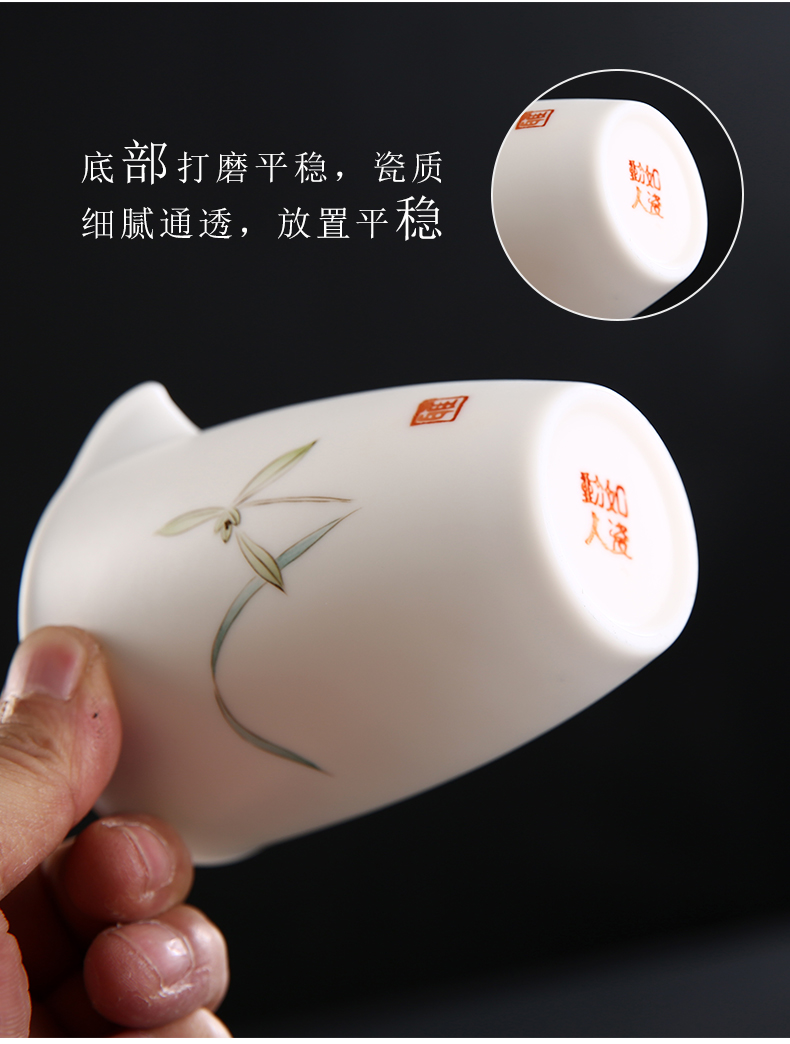 Dehua white porcelain ceramic fair keller kung fu tea accessories master hand and a cup of jade porcelain tea sea points home