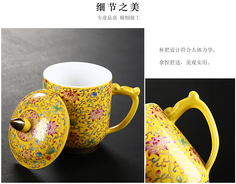 Colored enamel kung fu tea set domestic high - grade gift boxes restoring ancient ways ceramic teapot tea cups of tea set