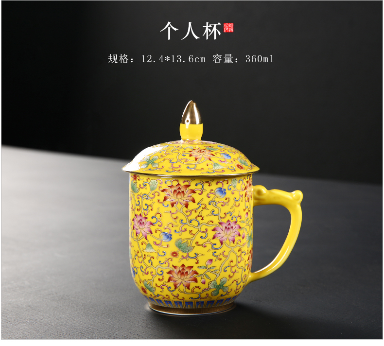 Colored enamel kung fu tea set domestic high - grade gift boxes restoring ancient ways ceramic teapot tea cups of tea set