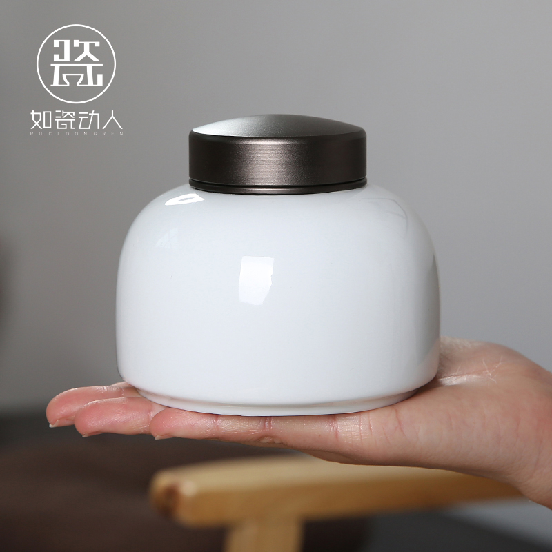 Ceramic tea pot home seal storage tank tin cover save POTS of tea packaging trumpet pu - erh tea POTS