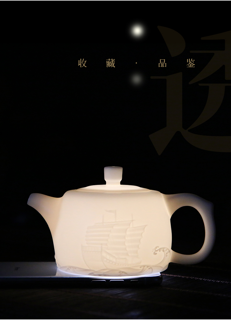 De - gen Chen master manual dehua suet jade porcelain teapot kung fu tea kettle ball hole, xi shi single pot pot