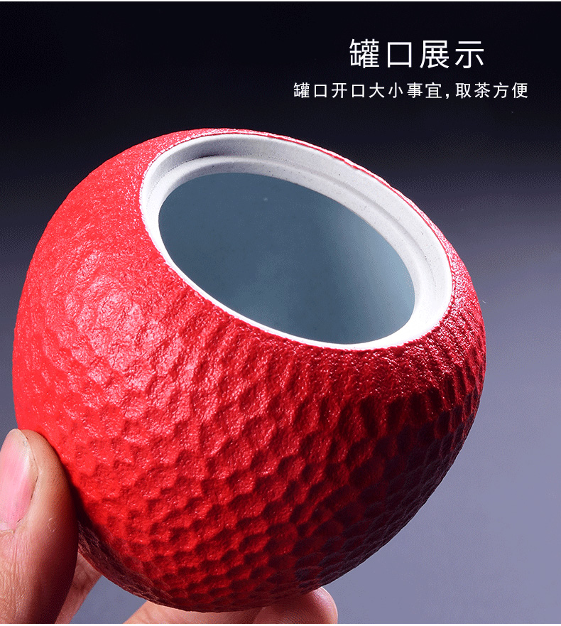 Caddy fixings ceramic small gift Christmas apple can safely seal pot red green tea pu 'er tea sets