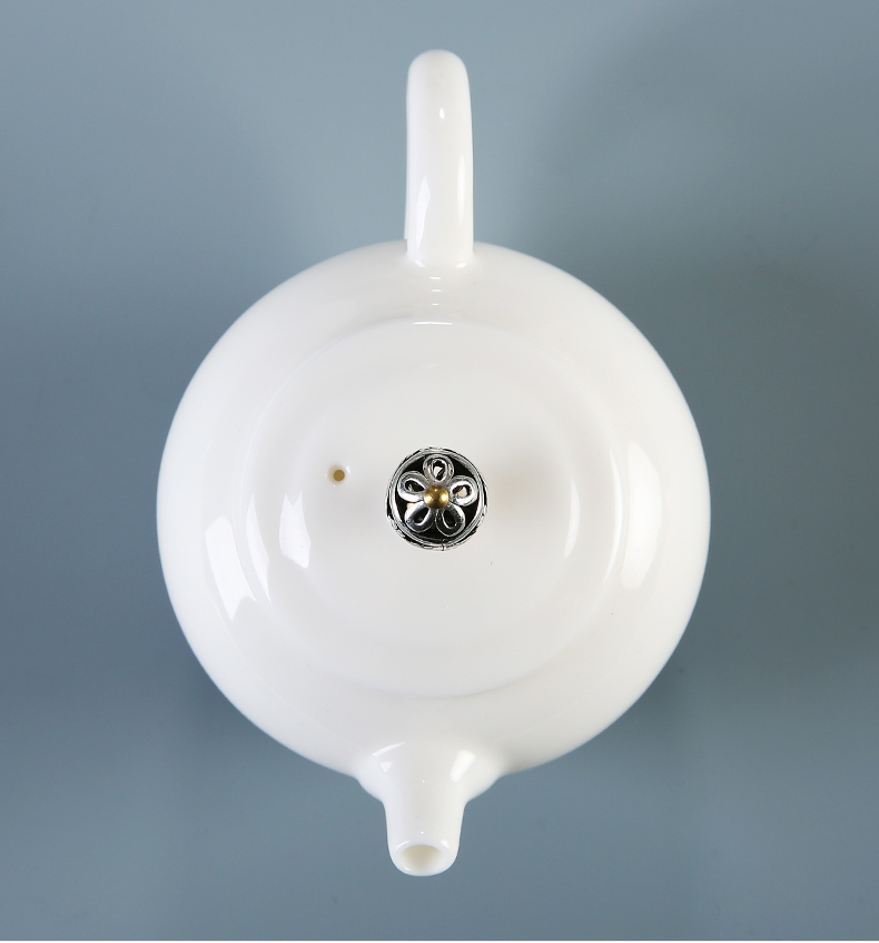 Hand - made checking ceramic teapot kung fu tea set household teapot a pot of two cups of dehua white porcelain tea pot