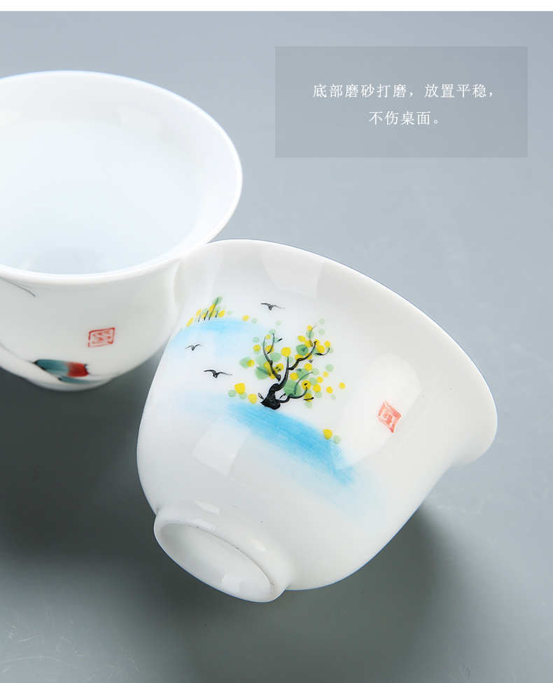 Hand - made ceramic masters cup jade porcelain cups kung fu tea cup single cup of tea light manual personal pu - erh tea sample tea cup