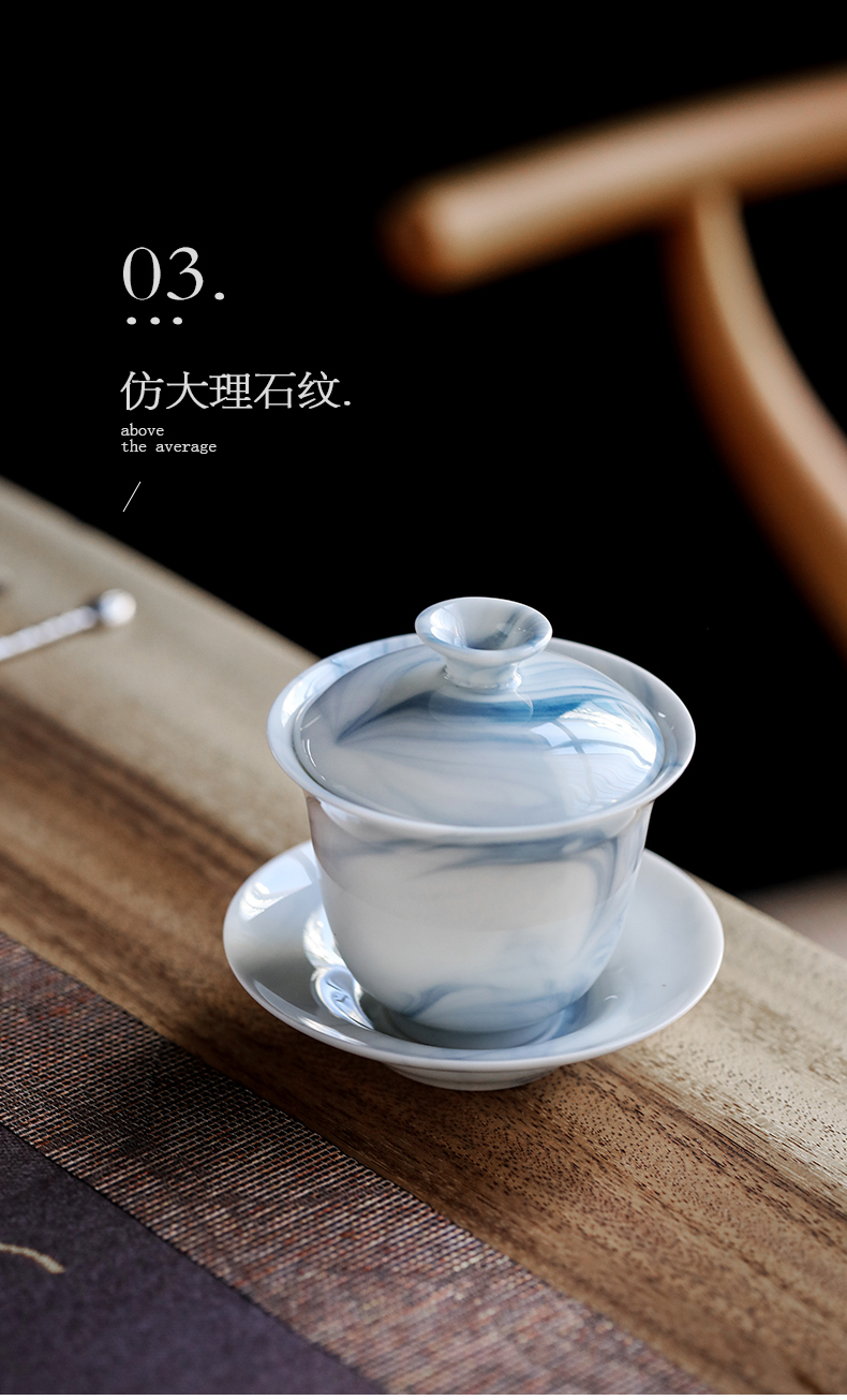 Japanese tea set suit household contracted ink zen wind kung fu tea set ceramic cups tureen gift customization