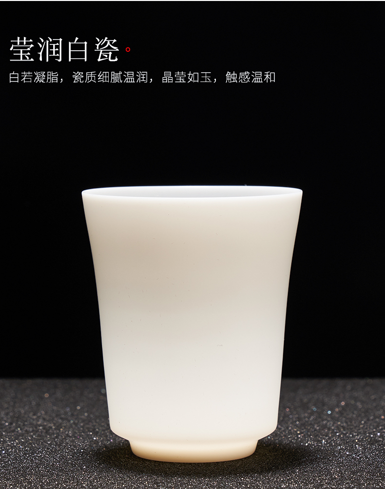 Dehua white porcelain teacup household thin foetus master cup single CPU kung fu tea tea set manually, biscuit firing ceramic sample tea cup