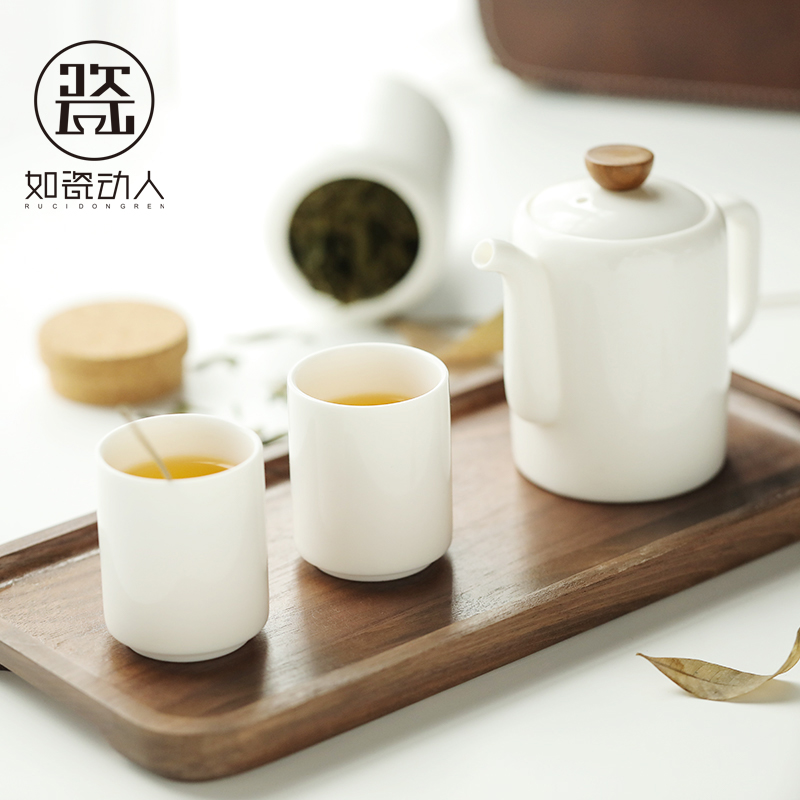 Travel tea set contracted a pot of two cups of suet jade porcelain teapot teacup portable is suing kung fu tea custom