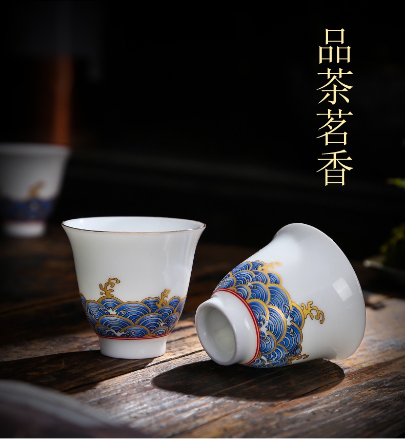 Colored enamel kung fu tea set home office contracted style restoring ancient ways ceramic teapot teacup tureen gift boxes