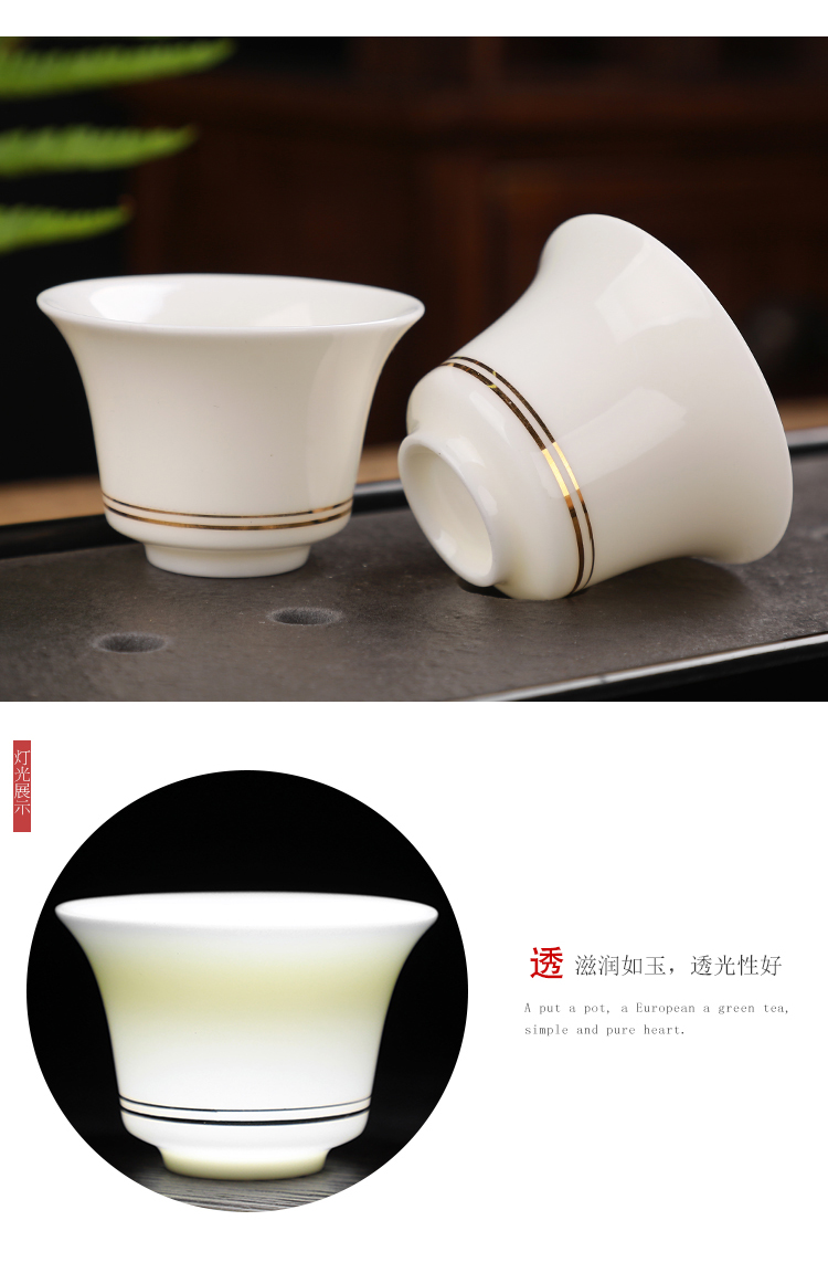 To the as porcelain and moving dehua white porcelain kung fu tea set household contracted suet jade porcelain tureen customize a complete set of tea cups