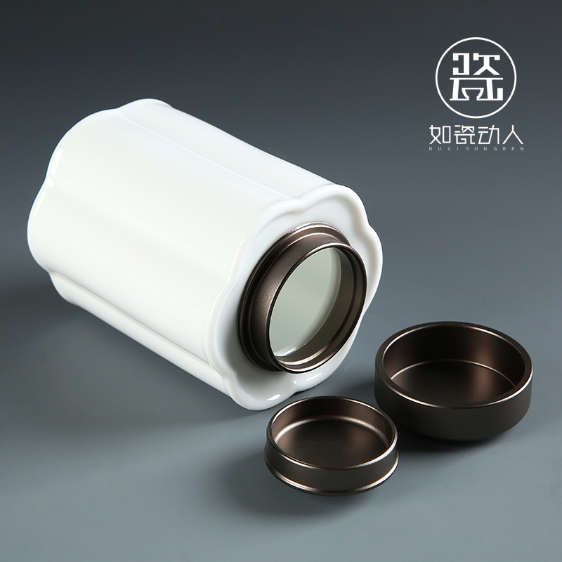 Ceramic tea pot home seal storage tank tin cover save POTS of tea packaging trumpet pu - erh tea POTS