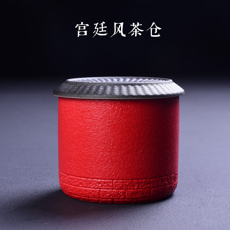 Caddy fixings ceramic small gift Christmas apple can safely seal pot red green tea pu 'er tea sets