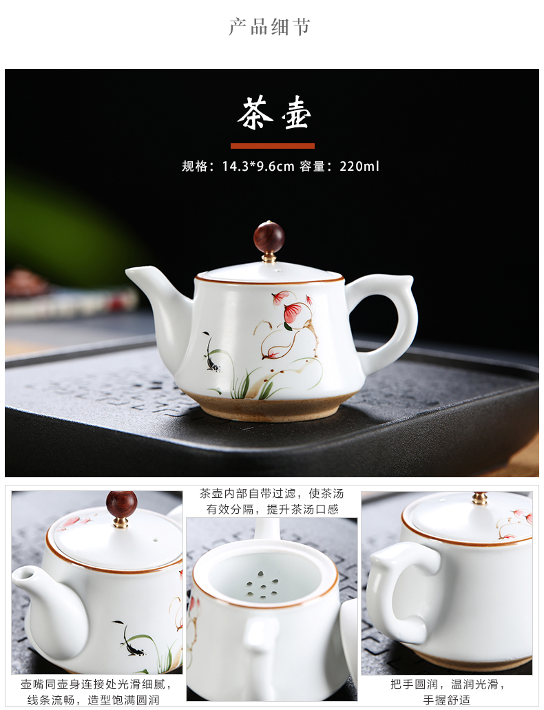 Dehua kung fu tea set suit household contracted 6 only hand - made ceramic cup lid bowl of tea set