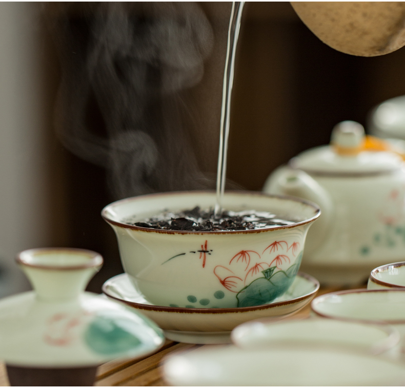 Japanese tea set suit household contracted and I small sets of kung fu tea tray hand - made ceramic teapot teacup tureen sitting room