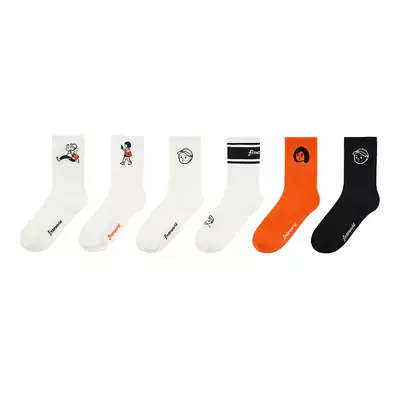 finerworld mid-tube socks Women's trend ins street neutral couple national trend hip-hop pure cotton autumn and winter men's stockings