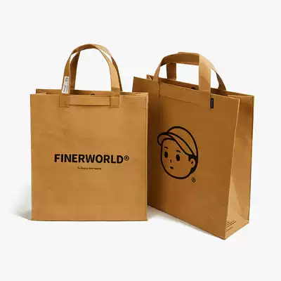 FINERWORLD ORIGINAL DuPont WASHABLE KRAFT PAPER TOTTER BAG SHOULDER BAG HANDBAG RETRO MOVING BAG