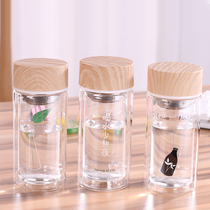 Double-layer glass Male and female students cute creative personality portable student Sen Department Korean version of the cup tea cup