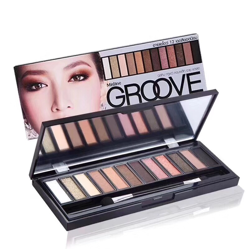 Thái Lan Mistine12 màu phấn mắt khay trang điểm hộp màu đất hun khói ngọc trai mờ lưới mắt đỏ không tẩy trang - Bộ sưu tập trang điểm phấn mắt lameila