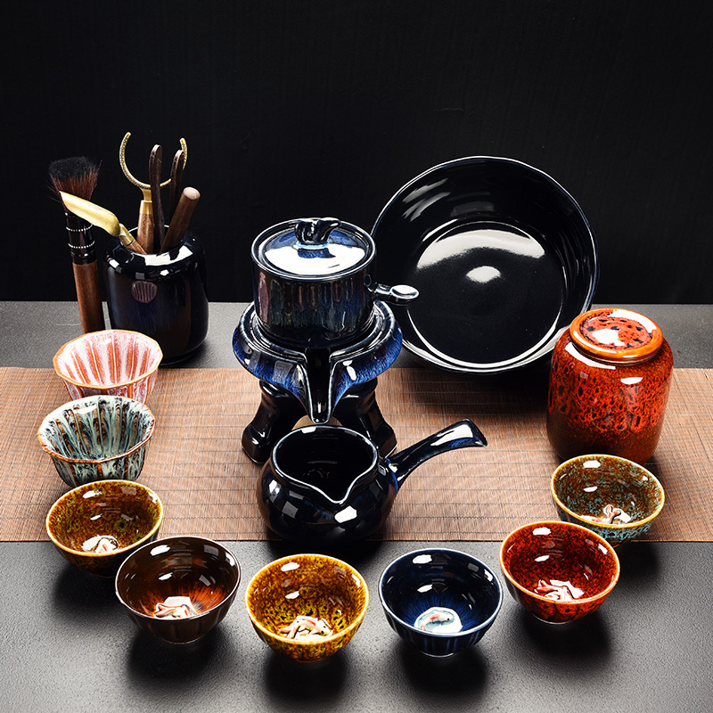 Yaozhen Stone-Ground Lazy Tea Set, Suitable for Office, Guest Reception, and Home Use, Simple and Colorful Red Fish Tea Cup Made of Ceramic Yaozhen Stone-Ground Lazy Tea Set, Suitable for Office, Guest Reception, and Home Use, Simple and Colorful Red Fish Tea Cup Made of Ceramic