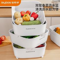 Best helper living room reception fruit plate thickened kitchen vegetable washing and draining basket double-layered fruit and vegetable storage basket side dish plate