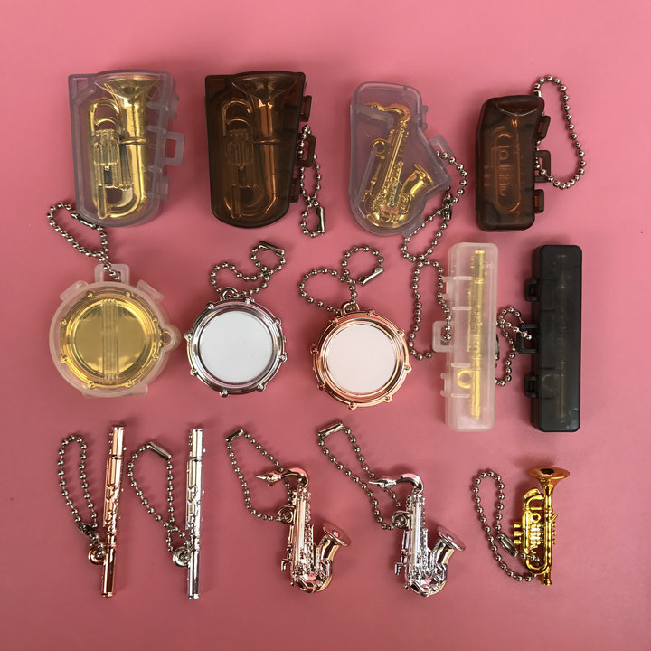 Japanese Version Bulk Goods Shiny Musical Instruments Saxophone Trombone Trumpet Keychain Gashapon in Stock