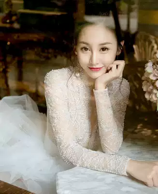 Light main wedding dress 2021 new bride tailing Super fairy summer French long sleeve small man retro court style