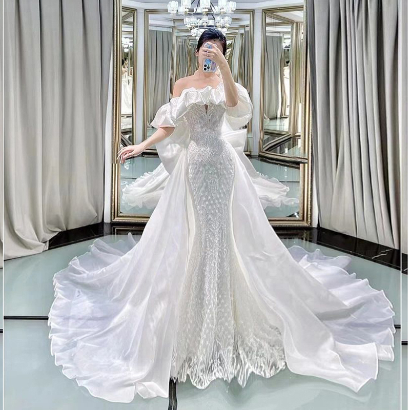  XL+With bow, fish tail, open shoulders   + $31.42 