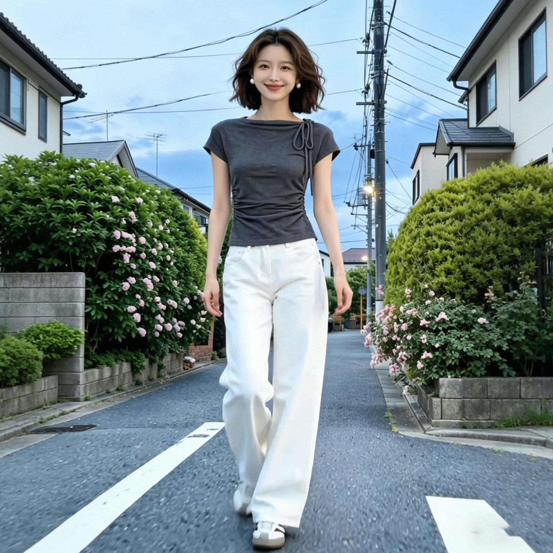 2026超火减龄上衣时尚洋气夏季新款百搭简约斜肩系带短袖t恤女款
